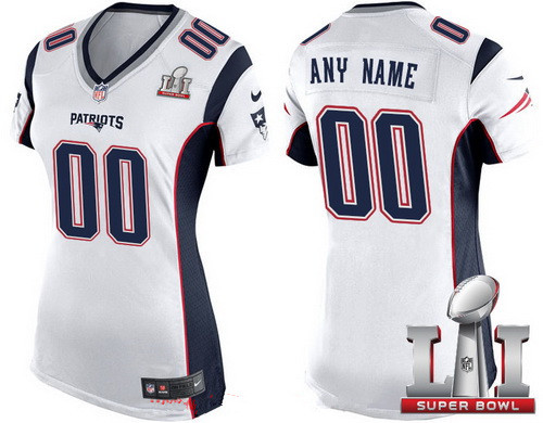 Women's New England Patriots White 2017 Super Bowl LI NFL Nike Custom Game Jersey