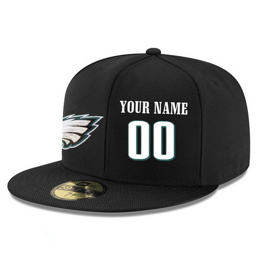 Philadelphia Eagles Custom Snapback Cap NFL Player Black with White Number Stitched Hat