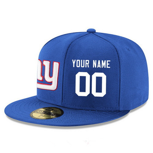 New York Giants Custom Snapback Cap NFL Player Royal Blue with White Number Stitched Hat