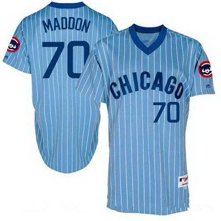 Men's Chicago Cubs #70 Joe Maddon 1988 Light Blue Pullover Cooperstown Collection Stitched MLB Jersey By Majestic