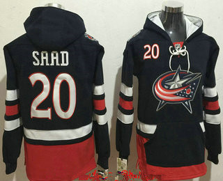 Men's Columbus Blue Jackets #20 Brandon Saad NEW Navy Blue Home Stitched NHL Old Tim Hockey Hoodie