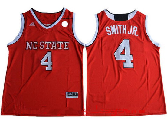 Men's NC State Wolfpack #4 Dennis Smith Jr. Red College Basketball 2017 adidas Swingman Stitched NCAA Jersey