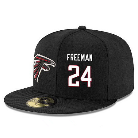 Atlanta Falcons #24 Devonta Freeman Snapback Cap NFL Player Black with White Number Stitched Hat