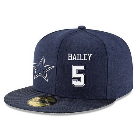 Dallas Cowboys #5 Dan Bailey Snapback Cap NFL Player Navy Blue with White Number Stitched Hat