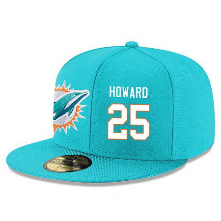 Miami Dolphins #25 Xavien Howard Snapback Cap NFL Player Aqua Green with White Number Stitched Hat