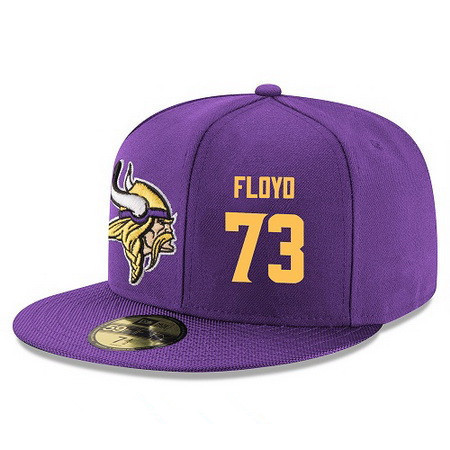 Minnesota Vikings #73 Sharrif Floyd Snapback Cap NFL Player Purple with Gold Number Stitched Hat