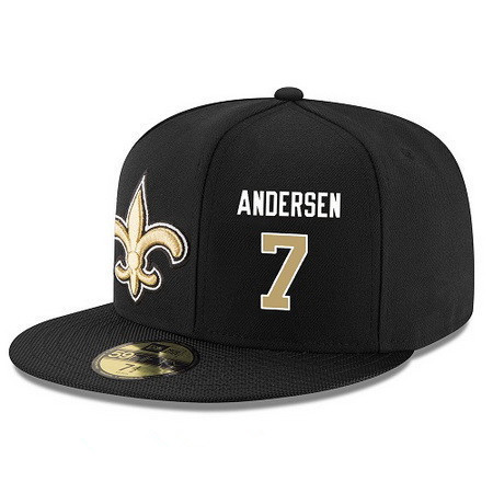 New Orleans Saints #7 Morten Andersen Snapback Cap NFL Player Black with Gold Number Stitched Hat