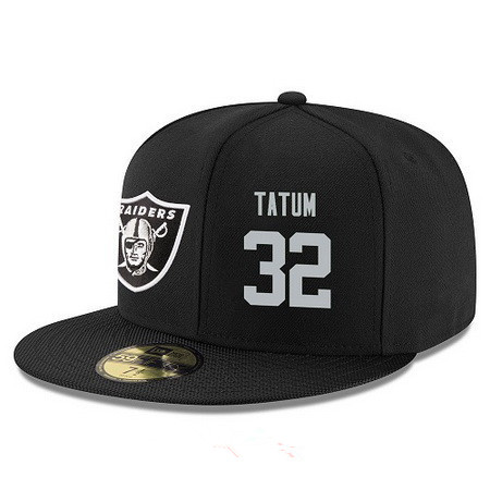 Oakland Raiders #32 Jack Tatum Snapback Cap NFL Player Black with Silver Number Stitched Hat