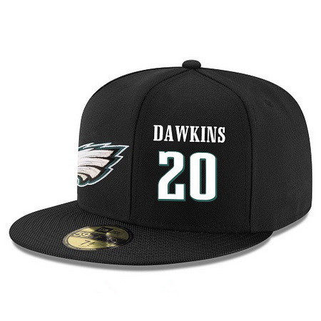 Philadelphia Eagles #20 Brian Dawkins Snapback Cap NFL Player Black with White Number Stitched Hat