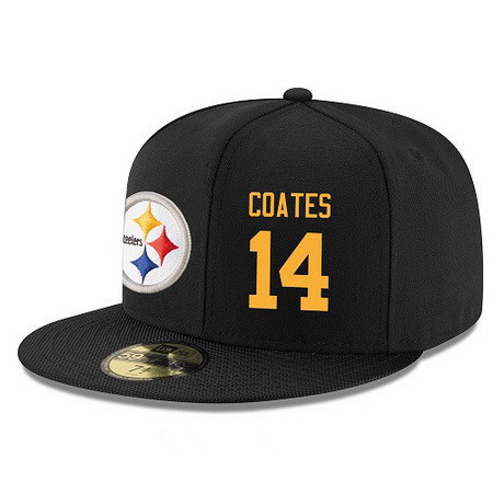 Pittsburgh Steelers #14 Sammie Coates Snapback Cap NFL Player Black with Gold Number Stitched Hat