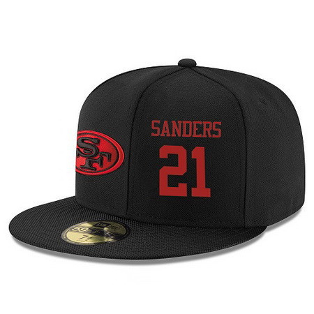 San Francisco 49ers #21 Deion Sanders Snapback Cap NFL Player Black with Red Number Stitched Hat