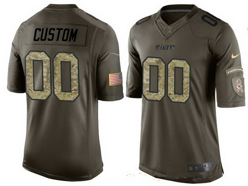 Men's Kansas City Chiefs Custom Olive Camo Salute To Service Veterans Day NFL Nike Limited Jersey