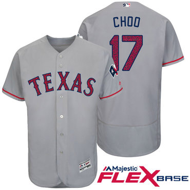 Men's Texas Rangers #17 Shin-soo Choo Gray Stars & Stripes Fashion Independence Day Stitched MLB Majestic Flex Base Jersey