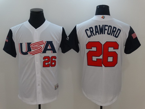 Men's Team USA Baseball Majestic #26 Brandon Crawford White 2017 World Baseball Classic Stitched Authentic Jersey