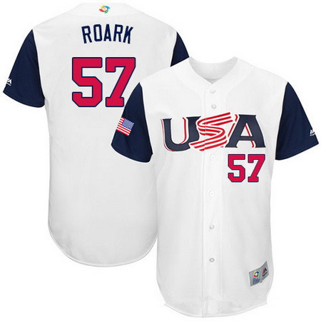 Men's Team USA Baseball Majestic #57 Tanner Roark White 2017 World Baseball Classic Stitched Authentic Jersey