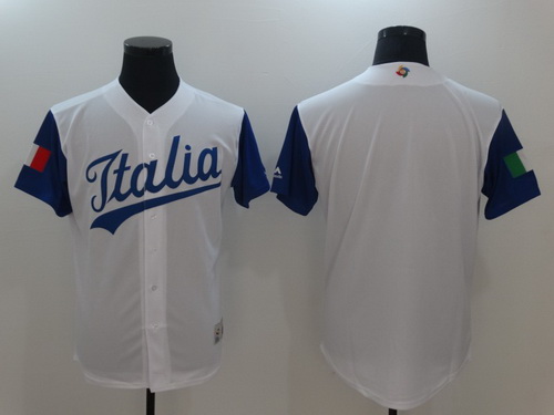 Men's Italy Baseball Majestic White 2017 World Baseball Classic Blank Team Jersey