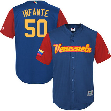 Men's Team Venezuela Baseball Majestic #50 Gregory Infante Royal Blue 2017 World Baseball Classic Stitched Replica Jersey