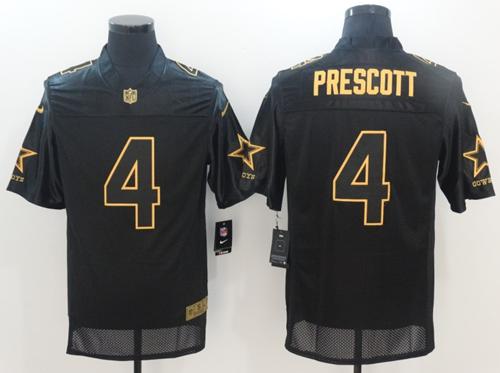 Nike Cowboys #4 Dak Prescott Black Men's Stitched NFL Elite Pro Line Gold Collection Jersey