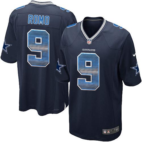 Nike Cowboys #9 Tony Romo Navy Blue Team Color Men's Stitched NFL Limited Strobe Jersey