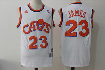 Men's Cleveland Cavaliers 23 Lebron James White Hardwood Classics Swingman Jersey