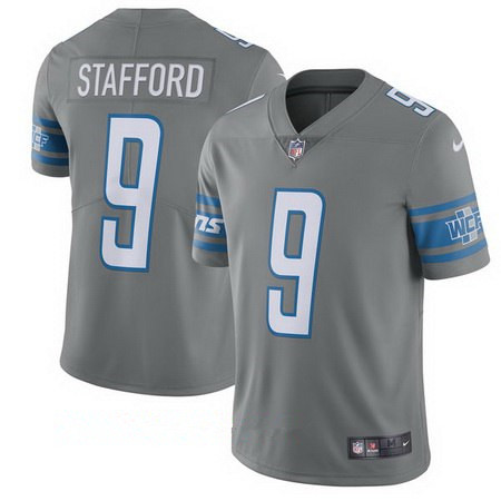 Men's Detroit Lions #9 Matthew Stafford Nike Steel 2017 Color Rush Limited Jersey