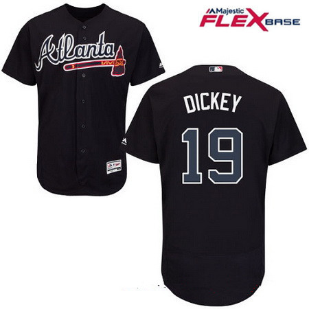 Men's Atlanta Braves #19 R.A. Dickey Navy Blue Alternate Stitched MLB Majestic Flex Base Jersey