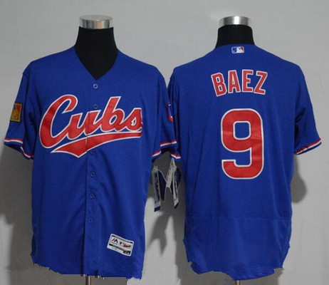 Men's Chicago Cubs #9 Javier Baez Royal Blue 1994 Turn Back The Clock Stitched MLB Majestic Flex Base Jersey