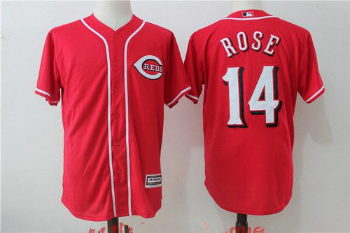 Men's Cincinnati Reds #14 Pete Rose Retired Red Stitched MLB Majestic Cool Base Jersey