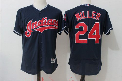 Men's Cleveland Indians #24 Andrew Miller Navy Blue Stitched MLB Majestic Flex Base Jersey