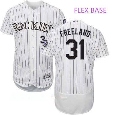 Men's Colorado Rockies #31 Kyle Freeland White Home Stitched MLB Majestic Flex Base Jersey