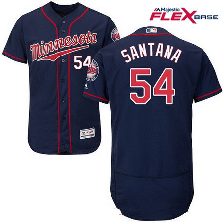 Men's Minnesota Twins #54 Ervin Santana Navy Blue Alternate Stitched MLB Majestic Flex Base Jersey