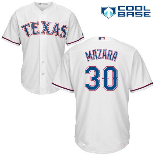 Men's Texas Rangers #30 Nomar Mazara White Home Stitched MLB Majestic Cool Base Jersey