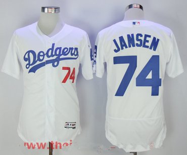 Men's Los Angeles Dodgers #74 Kenley Jansen White Home Stitched MLB Majestic Flex Base Jersey