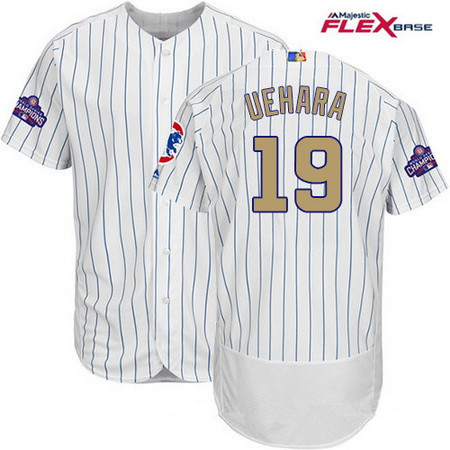 Men's Majestic Chicago Cubs #19 Koji Uehara White 2017 Gold Program Flexbase Authentic Collection MLB Jersey