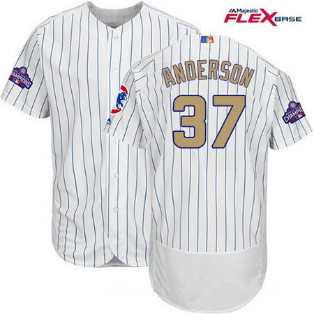 Men's Majestic Chicago Cubs #37 Brett Anderson White 2017 Gold Program Flexbase Authentic Collection MLB Jersey