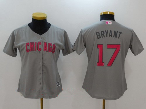 Women's Chicago Cubs #17 Kris Bryant Gray with Pink Mother's Day Stitched MLB Majestic Cool Base Jersey