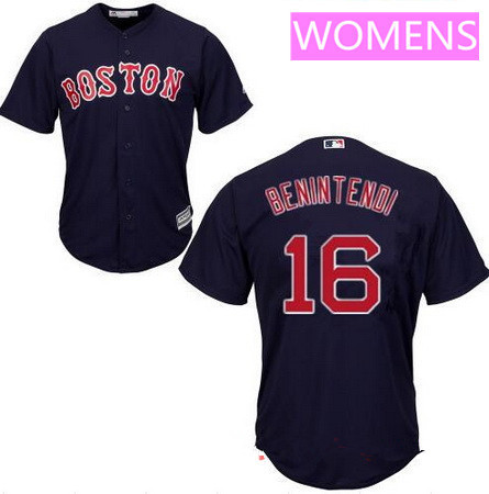 Women's Boston Red Sox #16 Andrew Benintendi Navy Blue Alternate Stitched MLB Majestic Cool Base Jersey