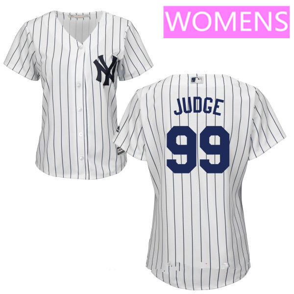 Women's New York Yankees #99 Aaron Judge White Home Stitched MLB Majestic Cool Base Jersey