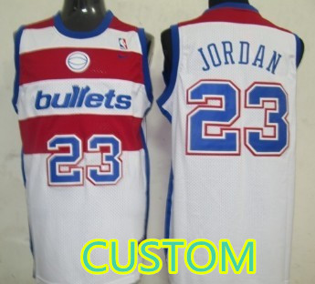 Custom Washington Bullets White Swingman Throwback Jersey