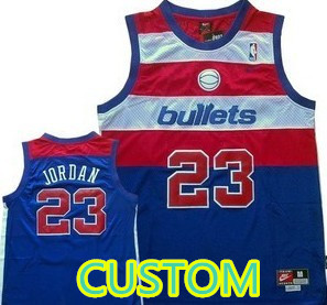 Custom Washington Bullets  Blue Swingman Throwback Jersey