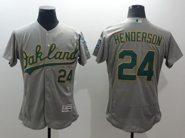 Men's Oakland Athletics #24 Rickey Henderson Gray Flex Base 2016 MLB Retired Player Baseball Jersey