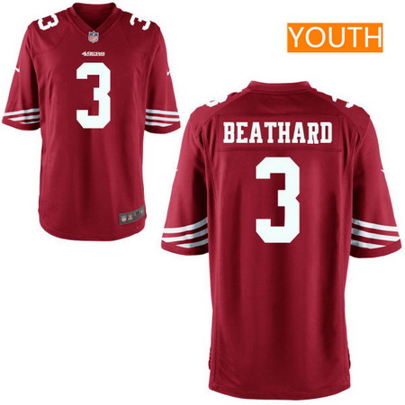 Youth 2017 NFL Draft San Francisco 49ers #3 C. J. Beathard Scarlet Red Team Color Stitched NFL Nike Game Jersey