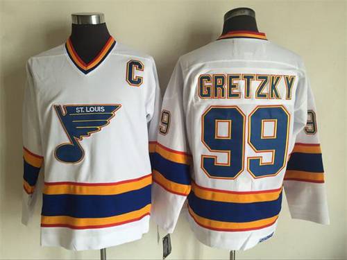 Men's St. Louis Blues #99 Wayne Gretzky 1998-99 White CCM Vintage Throwback Jersey