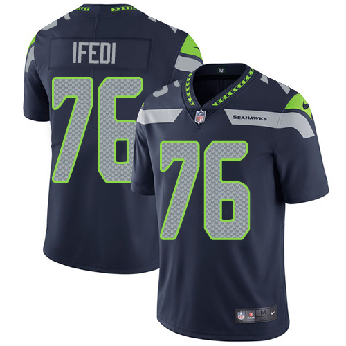 Nike Seattle Seahawks #76 Germain Ifedi Steel Blue Team Color Men's Stitched NFL Vapor Untouchable Limited Jersey