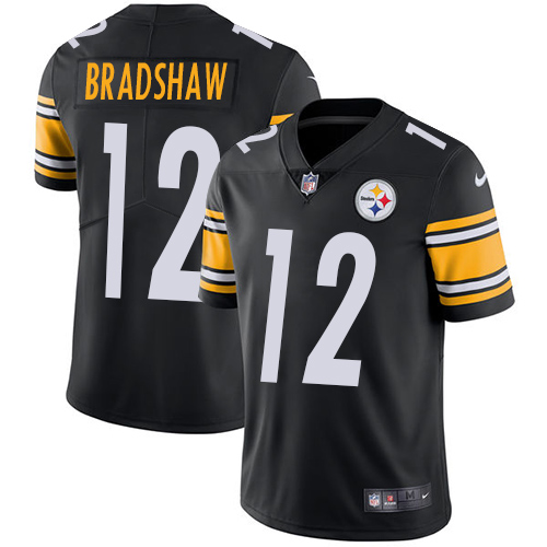 Nike Pittsburgh Steelers #12 Terry Bradshaw Black Team Color Men's Stitched NFL Vapor Untouchable Limited Jersey