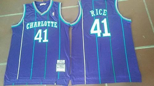 Men's Charlotte Hornets #41 Glen Rice 1992-93 Purple Hardwood Classics Soul Swingman Throwback Jersey