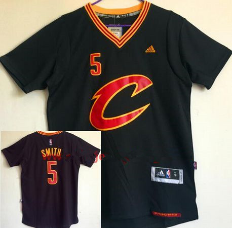 Men's Cleveland Cavaliers #5 J.R. Smith New Black Short-Sleeved adidas Revolution 30 Swingman Stitched NBA Jersey