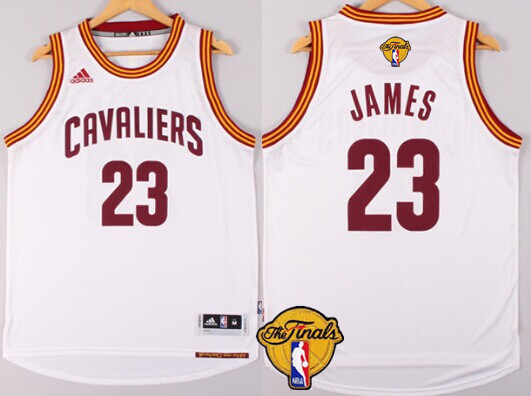 Men's Cleveland Cavaliers #23 LeBron James 2017 The NBA Finals Patch White Jersey