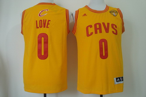 Men's Cleveland Cavaliers #0 Kevin Love 2017 The NBA Finals Patch Yellow Swingman Jersey