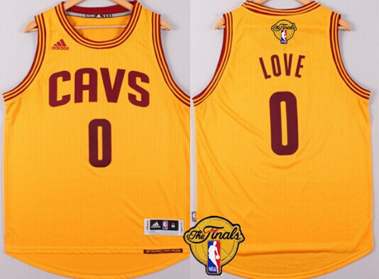 Men's Cleveland Cavaliers #0 Kevin Love 2017 The NBA Finals Patch Yellow Jersey